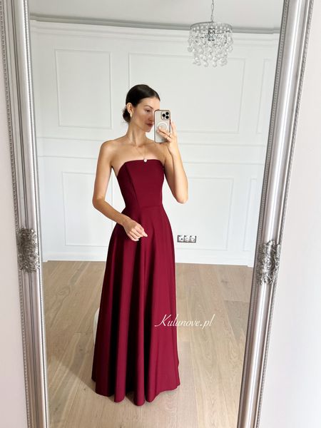 Hannah A398 - maroon fitted corset dress