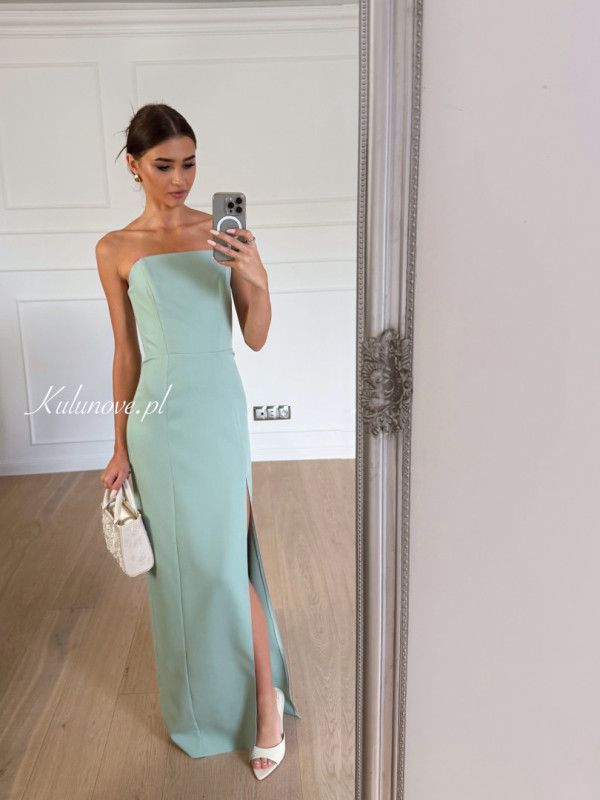 Emily - sage simple dress with simple corset neckline