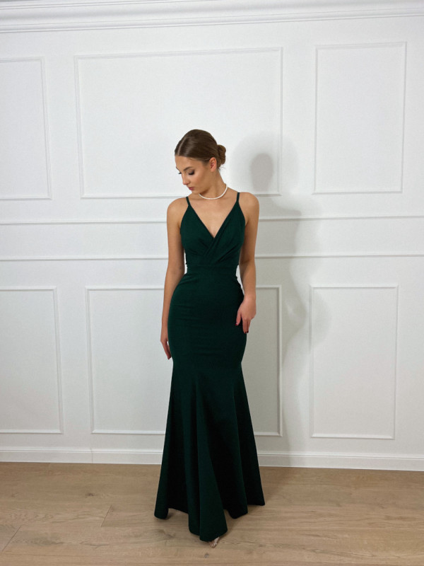 Andrea fish - bottle green fitted strapless dress