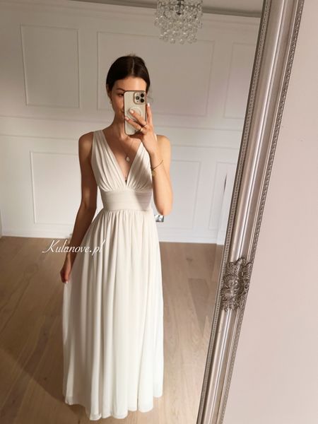 Nella A351 - white strapless maxi length dress