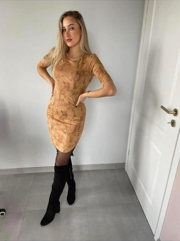 Suede brown mini dress No. 679