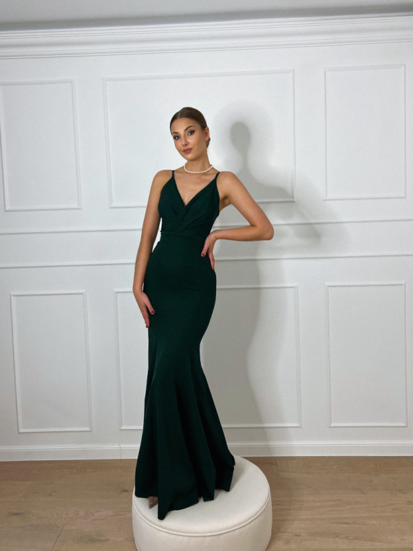 Andrea fish - bottle green fitted strapless dress