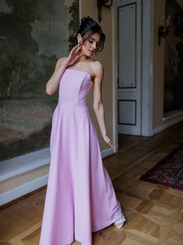 Hannah - classic corset maxi dress in pink