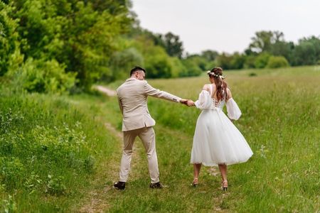 Promise midi - strapless midi wedding dress with padded bodice