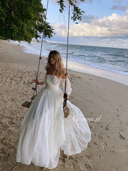 Roma A379 - Chiffon Wedding Dress with Detachable Sleeves