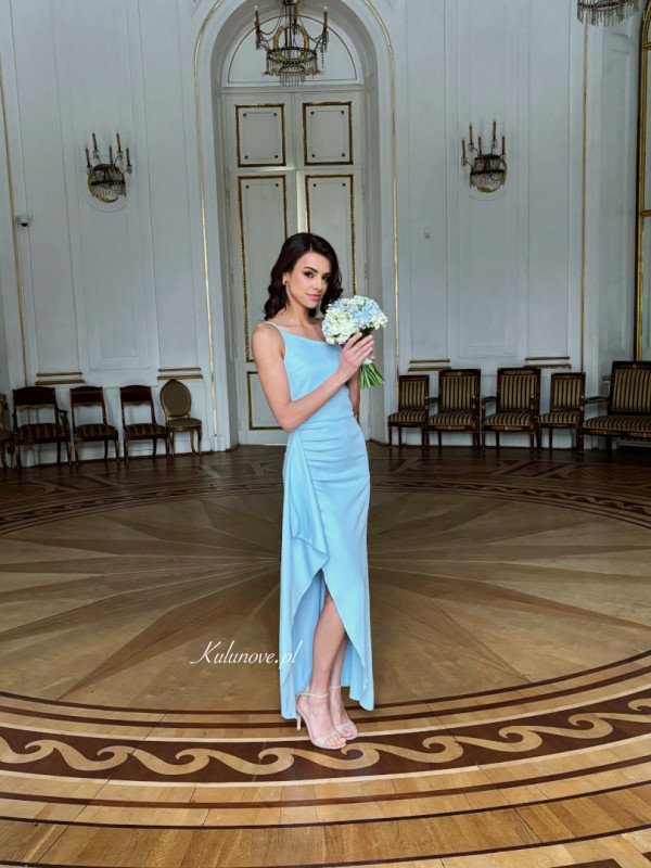 Miami A374 - blue one shoulder maxi dress