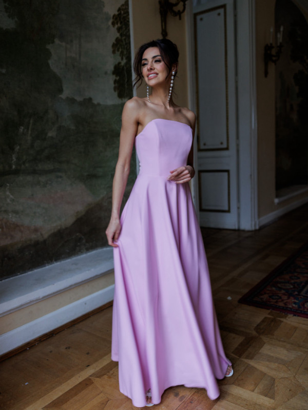 Hannah - classic corset maxi dress in pink