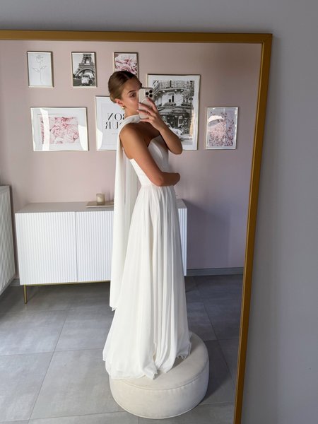 Wide ecru wedding chiffon scarf