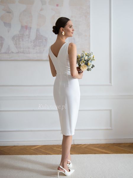 Agatha - classic pencil midi dress with V neckline