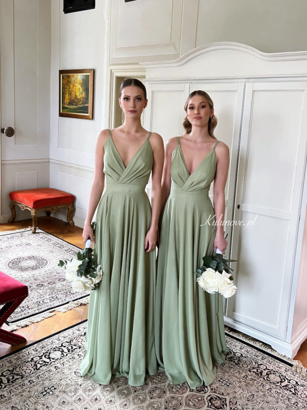 Alruna - sage chiffon strapless maxi dress