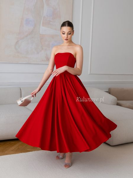 Bombshell midi - striking midi dress in red for special occasions