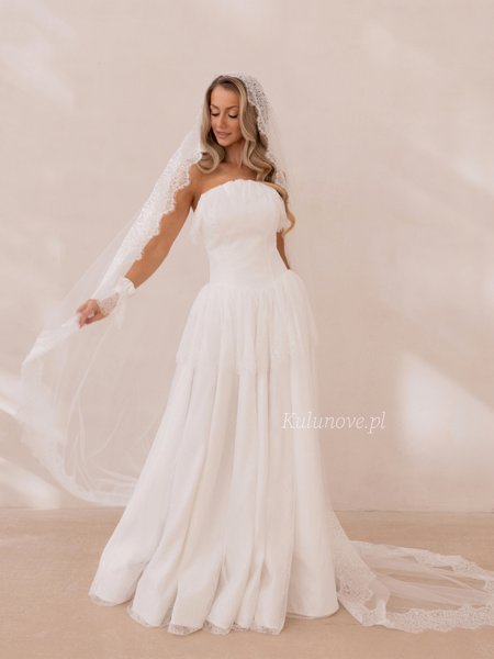 Cathy - a lace maxi wedding dress with a tie-front bodice