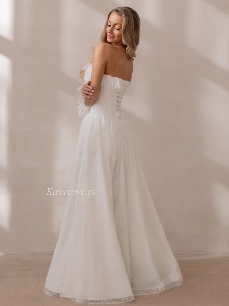 Cathy - a lace maxi wedding dress with a tie-front bodice