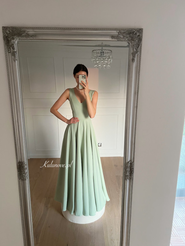 Cynthia - sage simple dress with thicker straps