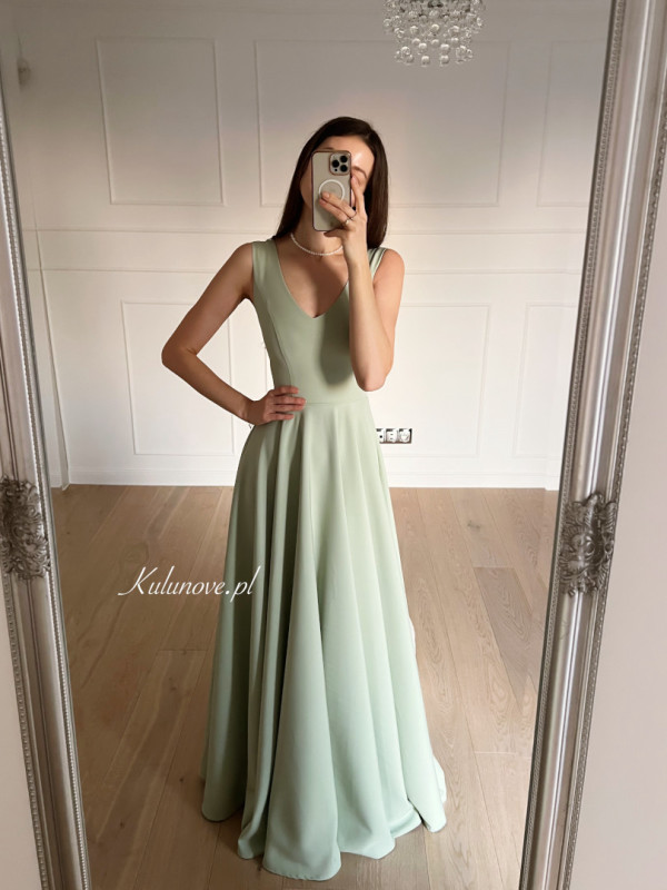 Cynthia - sage simple dress with thicker straps