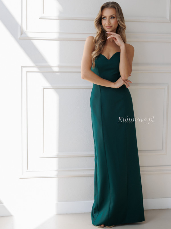 Darling - bottle green long tied dress with corset top