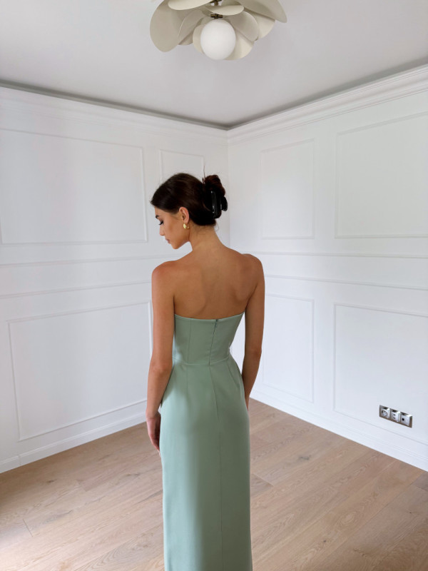 Emily - sage simple dress with simple corset neckline