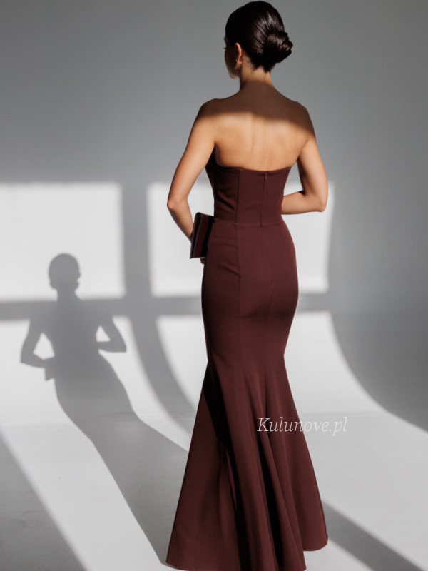 Emily fish - minimalist chocolate maxi dress with a simple neckline