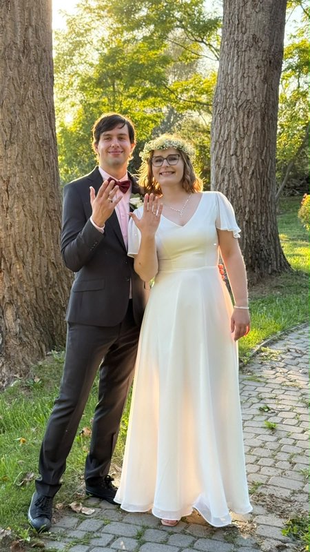 Kylie - simple wedding dress with short chiffon sleeves