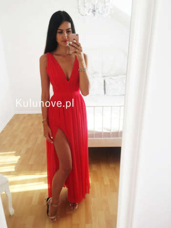 Paris maxi red - simple and airy dress