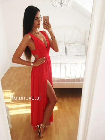 Paris maxi red - simple and airy dress