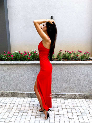 Ariana - red elegant strapless dress
