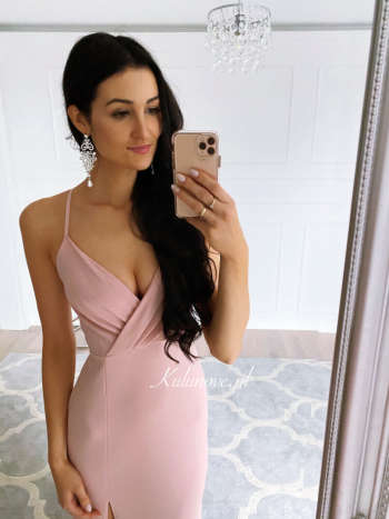 Ariana - elegant strapless dress in nude color