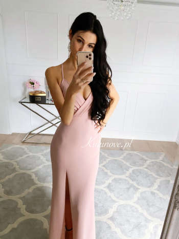 Ariana - elegant strapless dress in nude color
