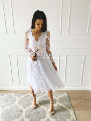 Nel - white midi length wedding dress