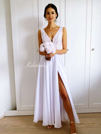 Ismena - white wedding dress with overlap pleat