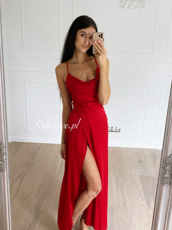 Ava - elegant red satin dress