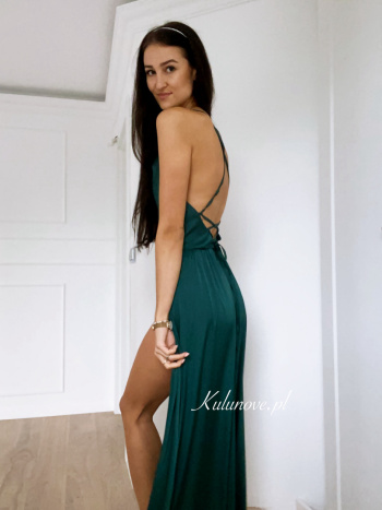 Ava - satin dress in elegant green color