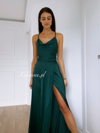 Ava - satin dress in elegant green color