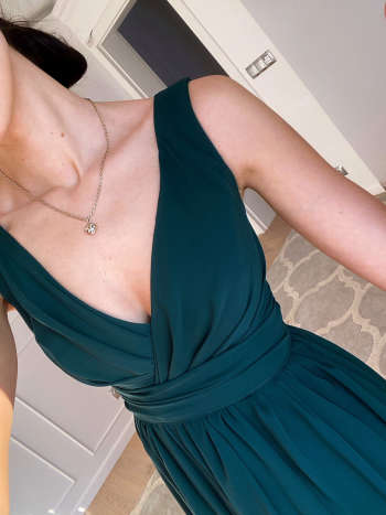 Molly - simple dress with strut in bottle green color