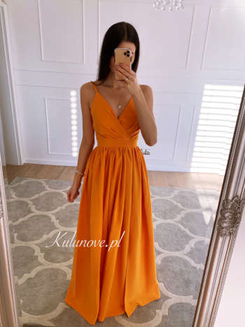 Elisabeth - long orange strapless dress