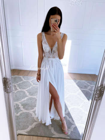 Eve - wedding dress with embroidered corset on mesh