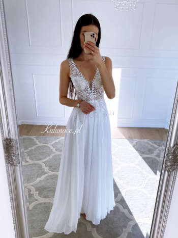 Eve - wedding dress with embroidered corset on mesh