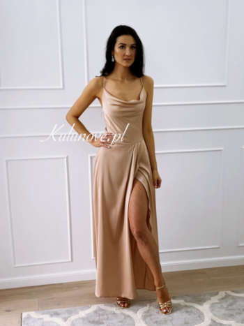 Ava - elegant satin dress with tied backs