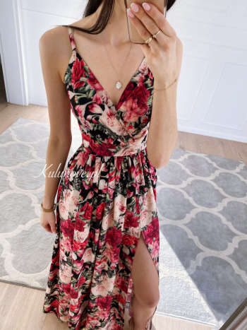 Flowers dark - long floral dress