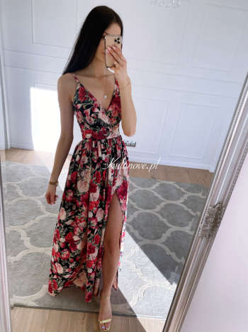 Flowers dark - long floral dress