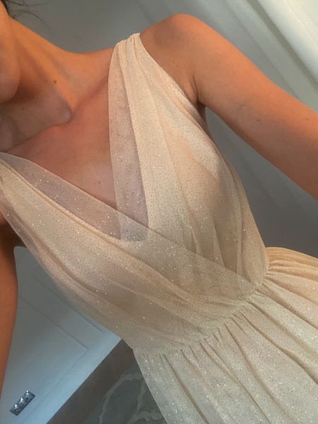 Lisa - light gold tulle dress with brocade midi cut