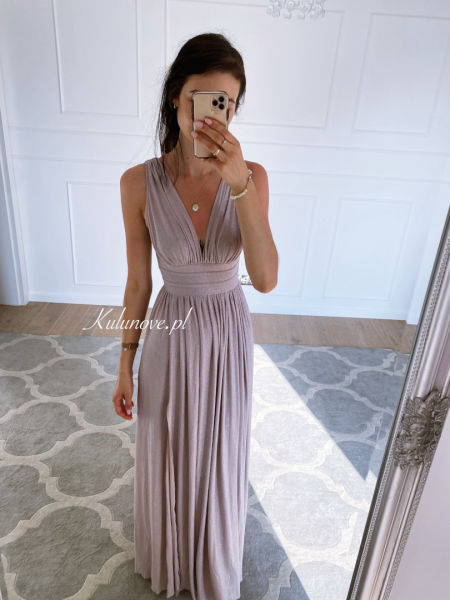 Penelope - long brocade dress with wide waist belt