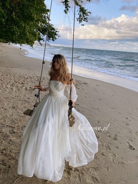 Roma A359 - chiffon wedding dress with detachable sleeves