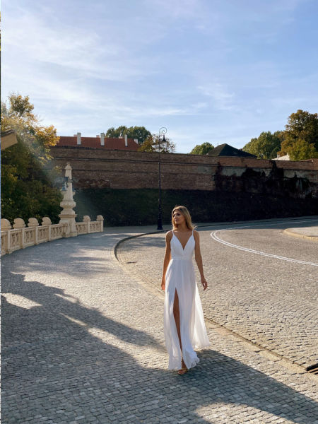 Francesca - airy chiffon wedding dress with thin straps