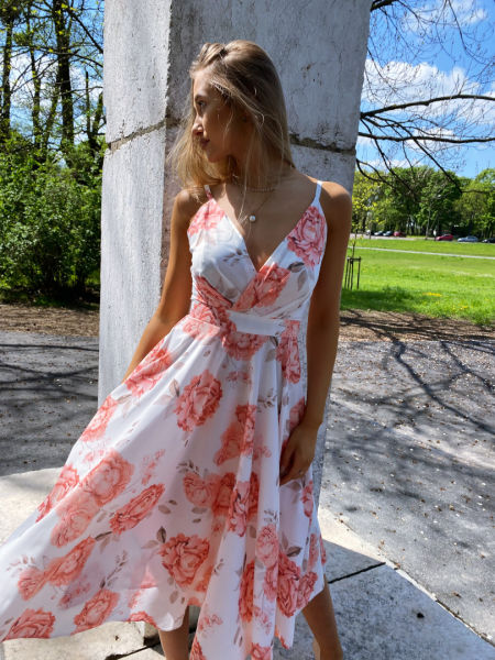 Elisabeth midi - amazing airy flared dress in peonies