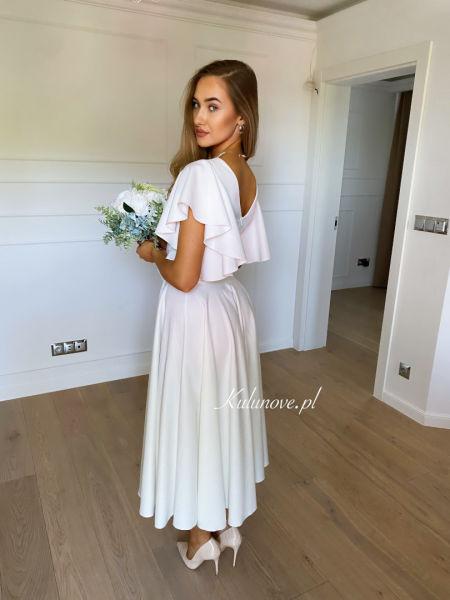 Isabella - midi length gown in ecru color