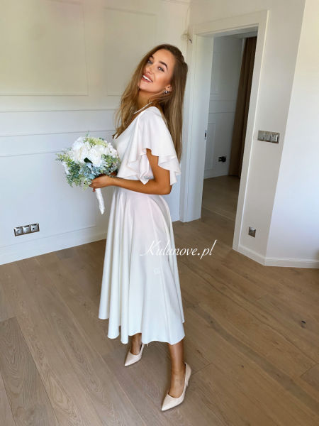 Isabella - midi length gown in ecru color