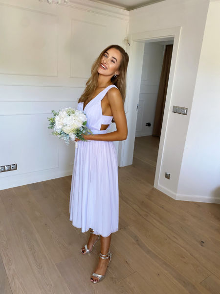 Paris midi white - medium length dress