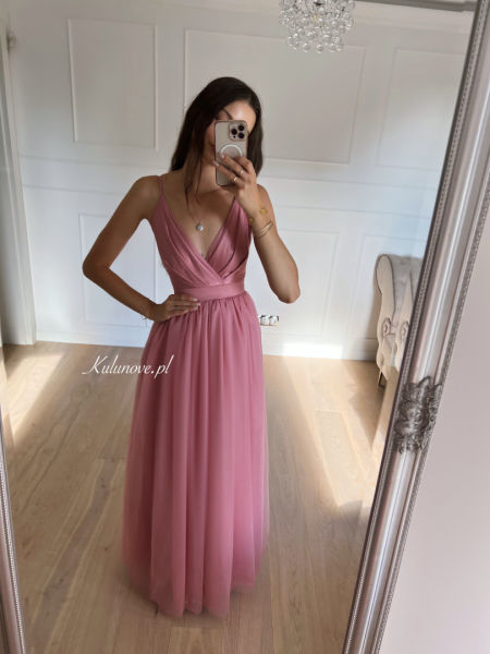 Ana - pink maxi dress in softly shimmering tulle