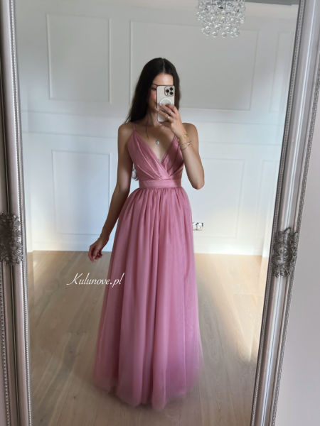 Ana - pink maxi dress in softly shimmering tulle